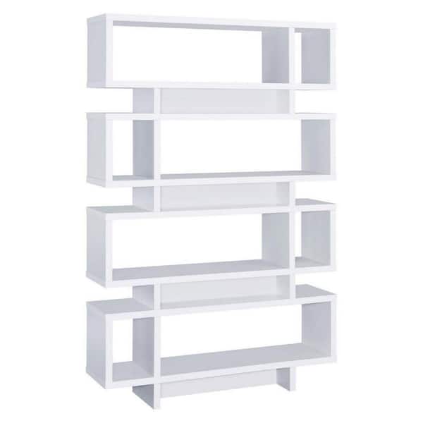 Benjara Tremendous 72.75 in. H White Wooden Bookcase with Open Shelves