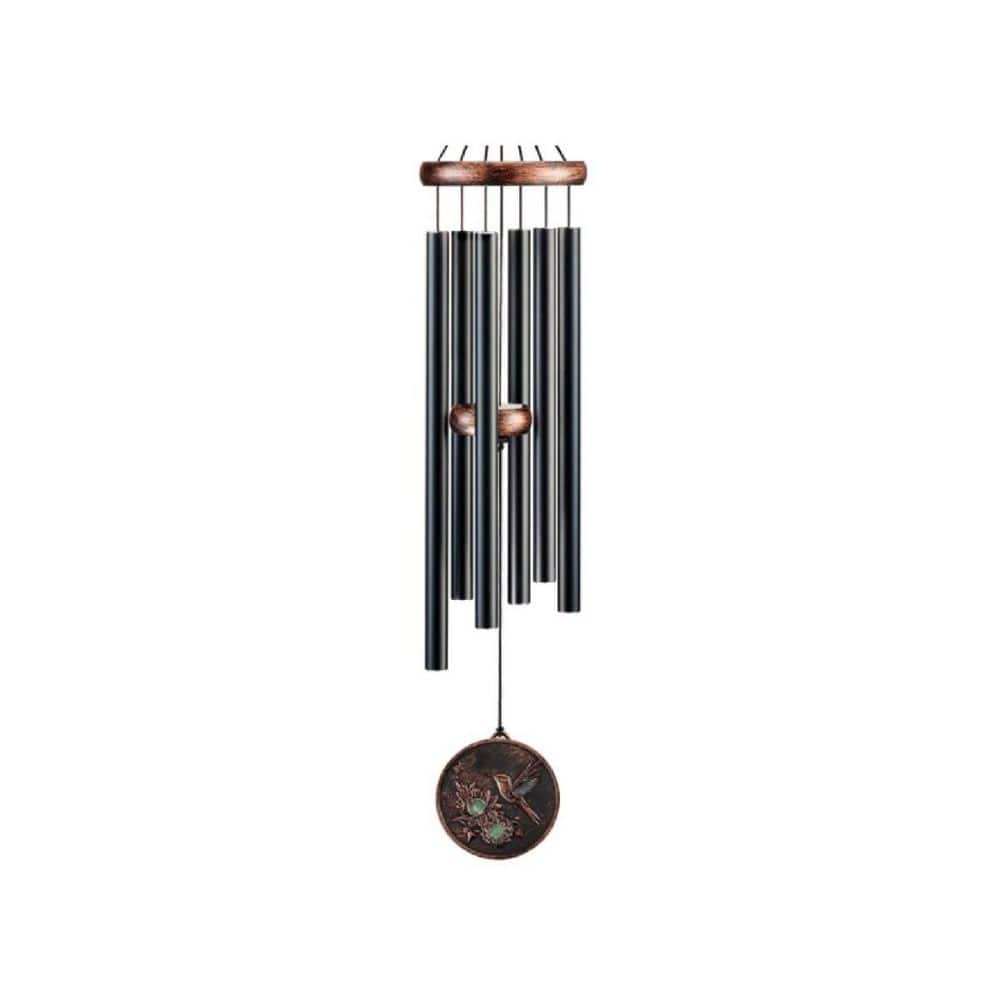Black Vintage Hummingbird Deep Tone Wind Chimes HPF4CD4WDL - The