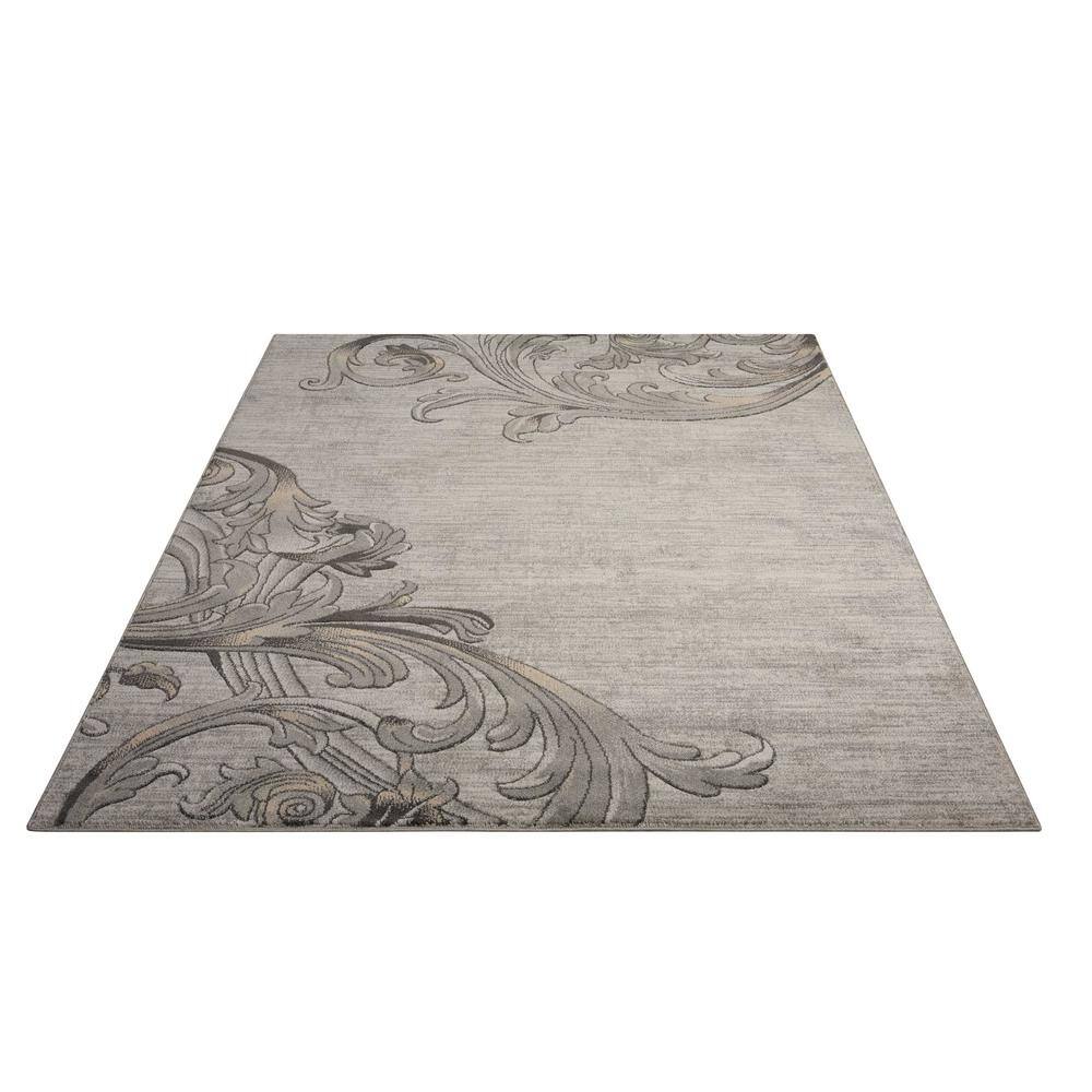 Graphite Floral Synthetic 5' x 7' Stain-Resistant Handmade Rug