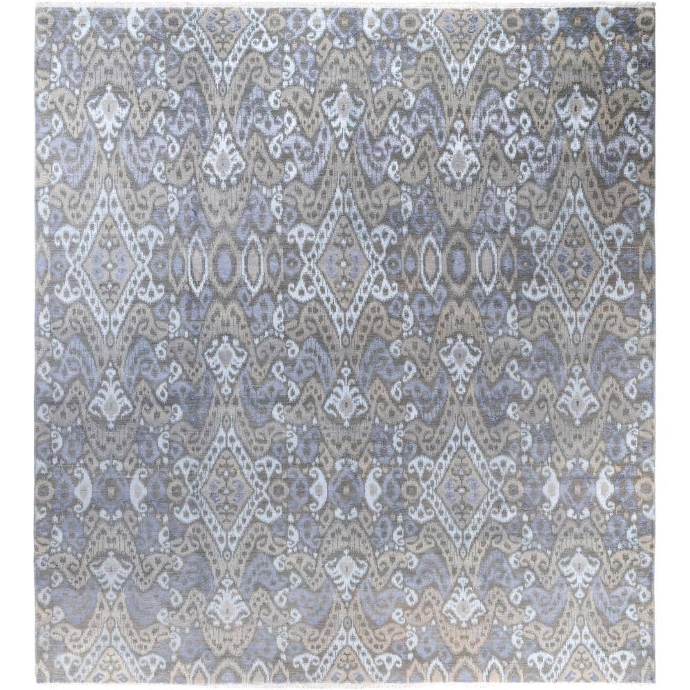 Ikat Gray 9 X 12 Hand-Knotted Wool Silk Indoor Area Rug price history on PriceWatchPro