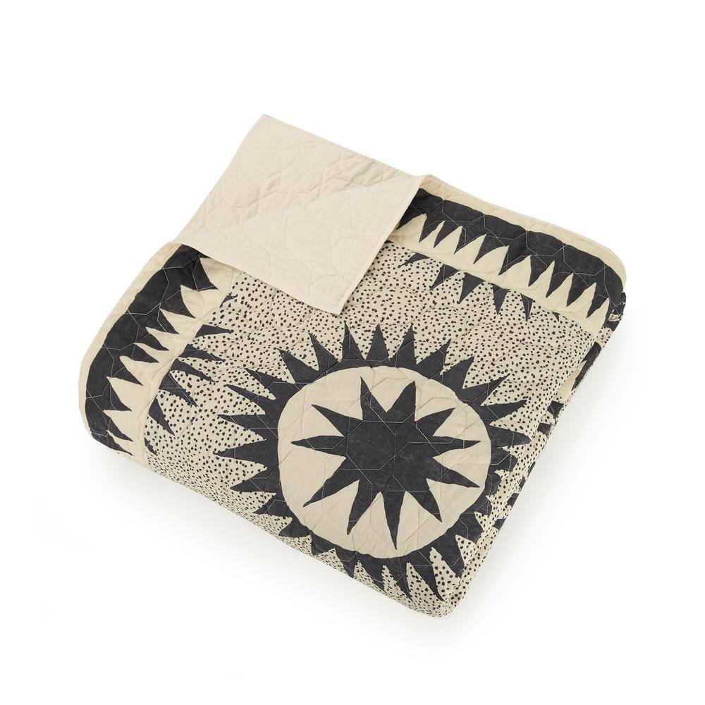 King Black Cotton Reversible Quilt Set