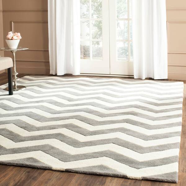Chatham 11 ft. x 15 ft. Dark Gray/Ivory Chevron Area Rug