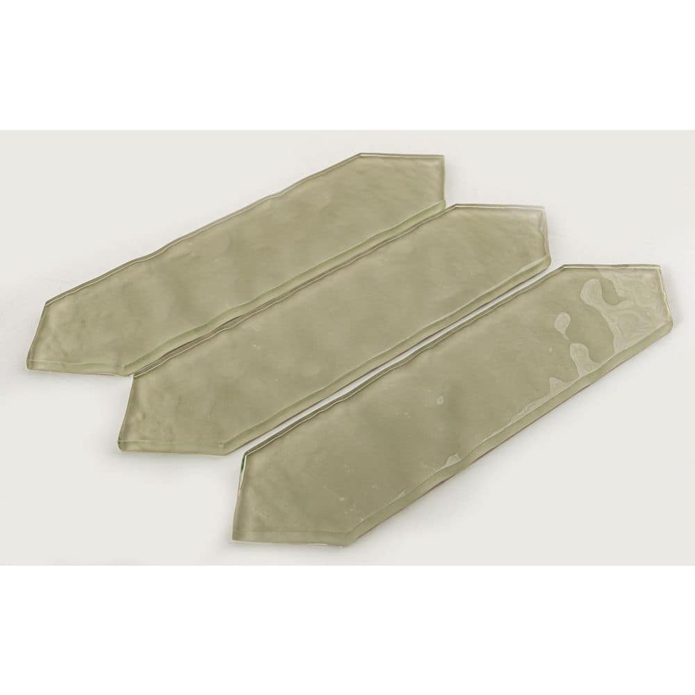 Khaki Glass Elongated Hexagon Subway Tile Sample