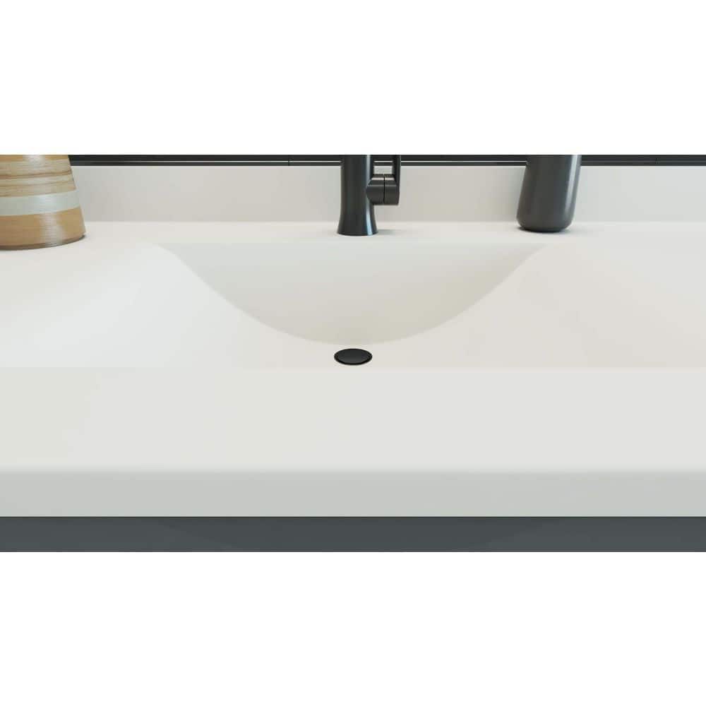 White Engineered Solid Surface Single Sink Bathroom Vanity Top
