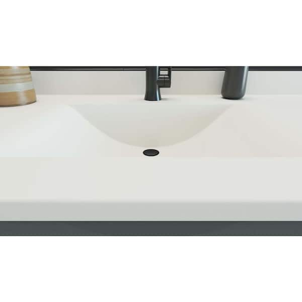 Contour 43 in. W x 22 in. D Solid Surface Vanity Top with Sink in White