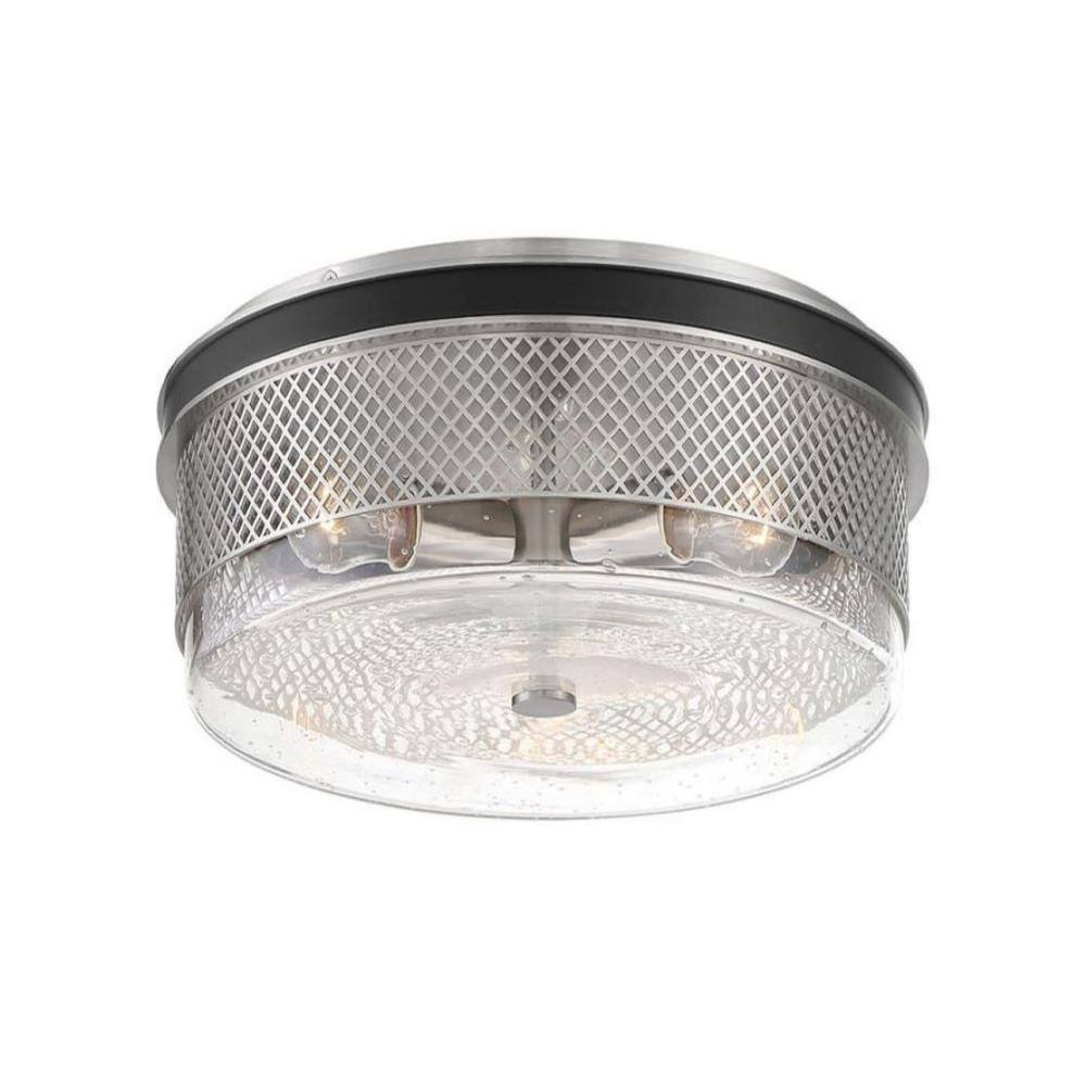 Coal & Brushed Nickel Seedy Glass 3-Light Flush Mount