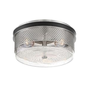 Cole's Crossing 3-Light Black with Brushed Nickel Flush Mount