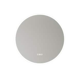 24 in. W x 24 in. H Round Frameless Anti-Fog LED Wall Bathroom Vanity Mirror in Silver