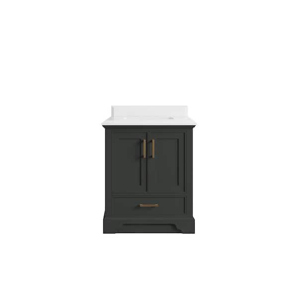 Willow Collections Charlotte 30 in. W x 22 in. D x 36 in. H Single Sink Bath Vanity Center in Black Top with 1.5 in. White Quartz Top