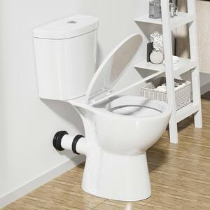 Rear Drain Toilet 2-Piece 0.8/1.28 GPF Double Flush Round Toilet in White