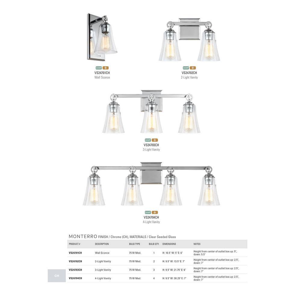 Elegant Chrome 4-Light Vanity Bath Fixture with Clear Seeded Glass