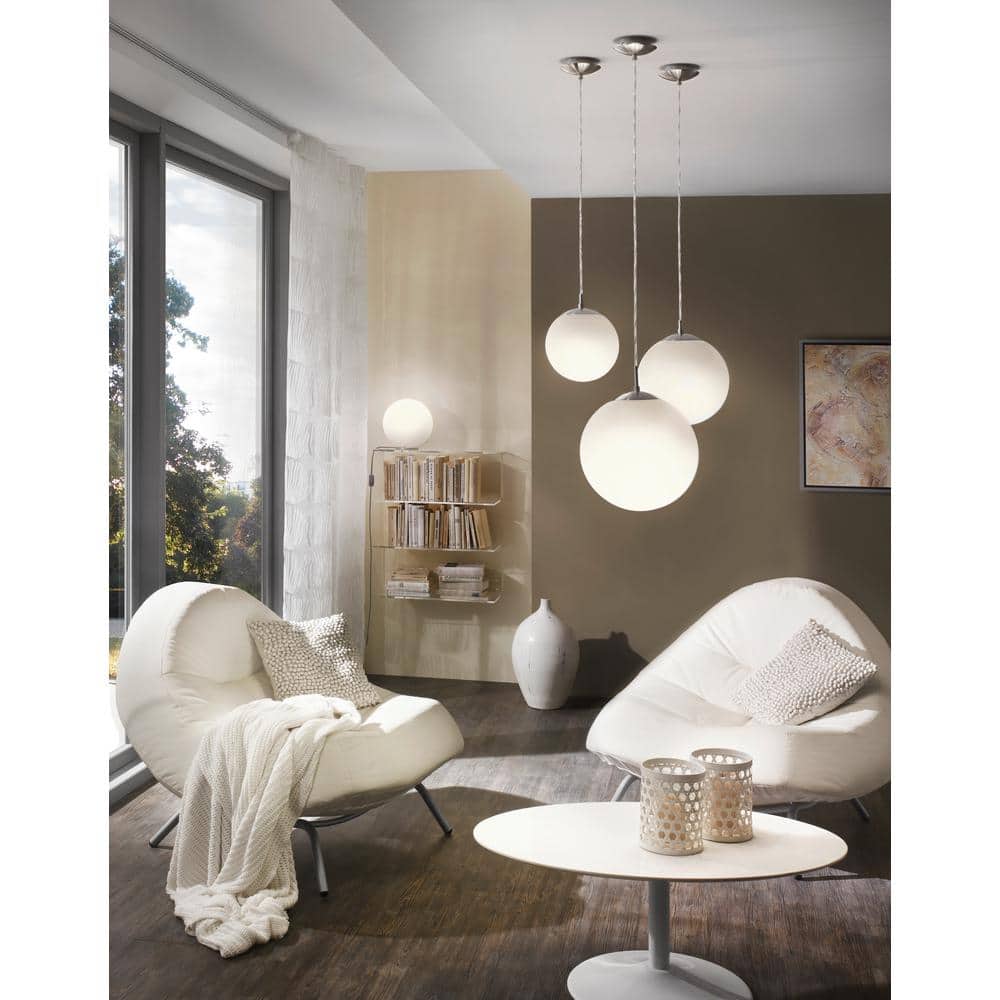 Modern Globe Nickel & Glass Pendant Light with Adjustable Height
