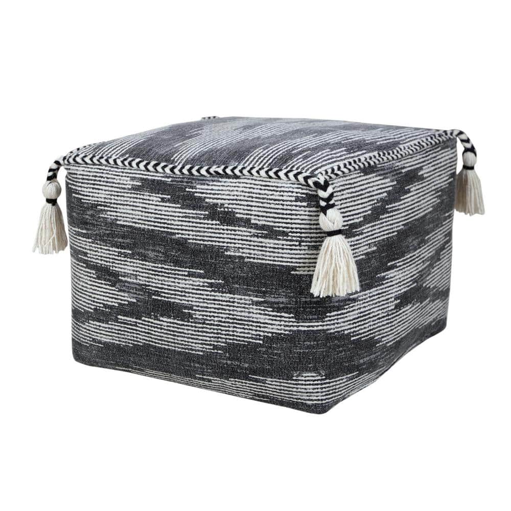 Modern Gray Electrostatic Geometric Pouf Ottoman