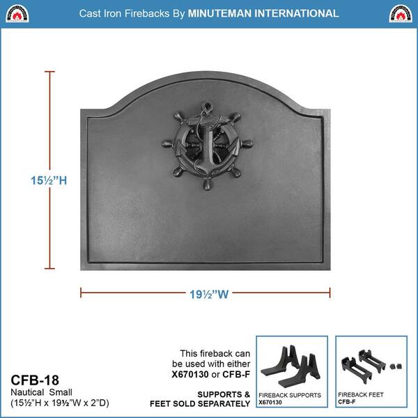 Minuteman International 19 5 In L Black Small Cast Iron Nautical Fireback Cfb 18 The Home Depot