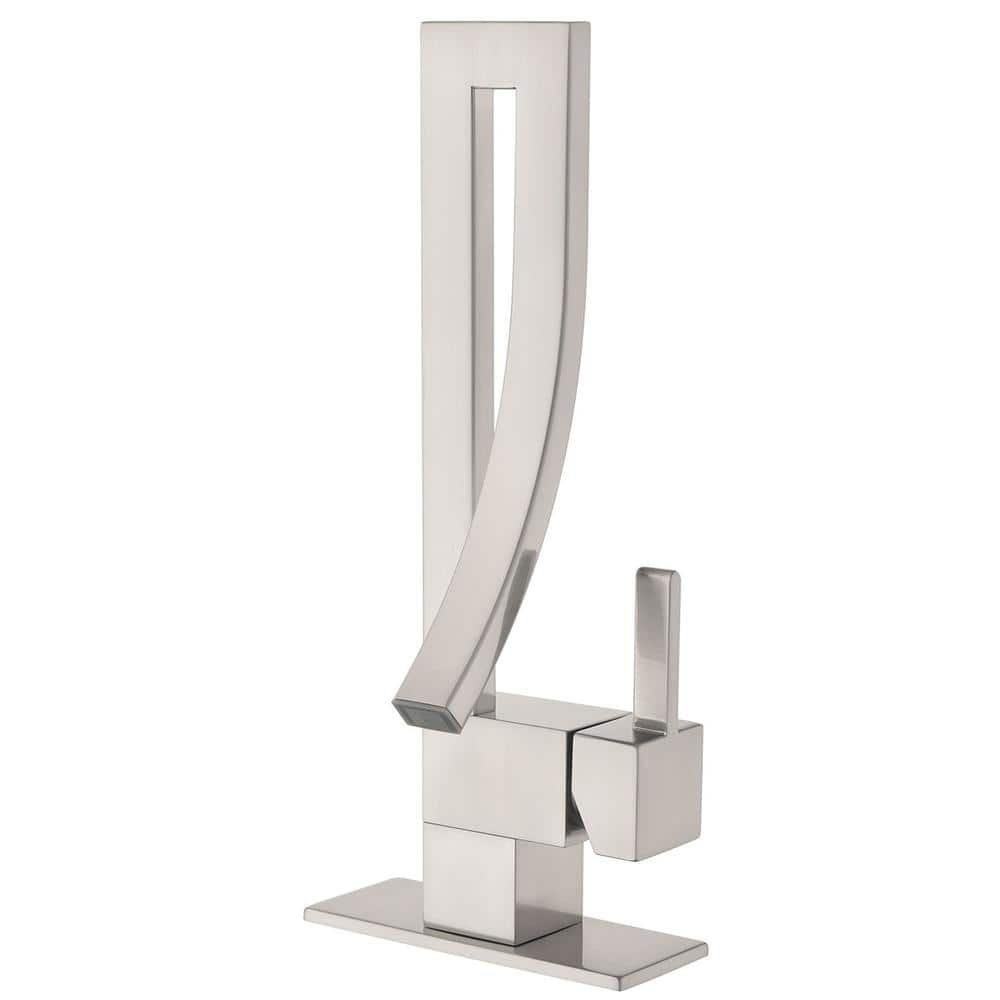 Single Handle Single Hole Waterfall Bathroom Faucet with Deckplate Included Brass Bathroom Sink Faucet in Brushed Nickel price history on PriceWatchPro