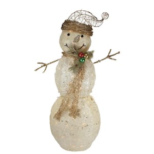 Northlight 43 in. Christmas Lighted Tinsel and Sisal Snowman Outdoor ...