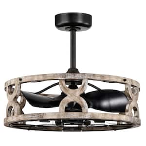 Kona 26 in. 6-Light Indoor Matte Black and Faux Wood Grain Finish Ceiling Fan with Light Kit