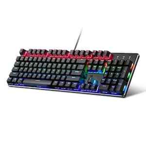 104 Keys USB Wired Mechanical Gaming Keyboard with Rainbow RGB LED Backlit