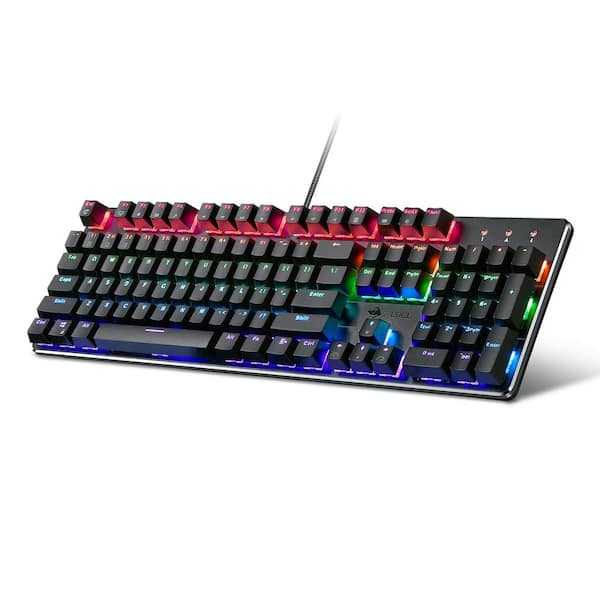 Etokfoks 104 Keys USB Wired Mechanical Gaming Keyboard with Rainbow RGB LED Backlit