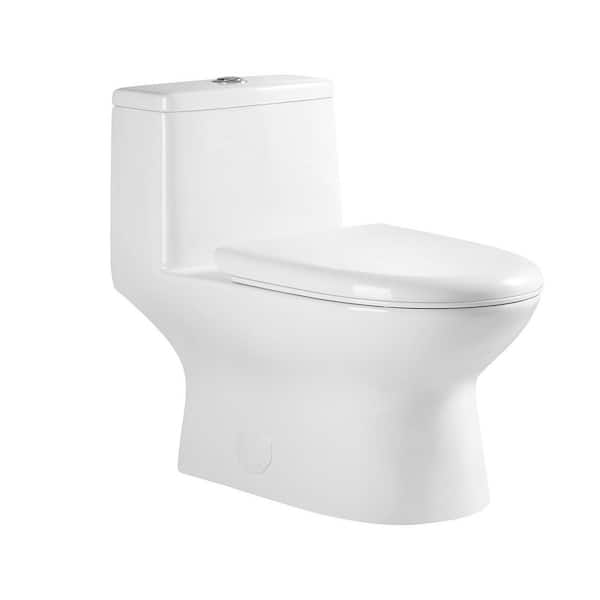 Eviva Hurricane 12 in. 1-Piece Dual Flush Elongated Toilet in White with Soft Closing Seat Cover Seat sold separately