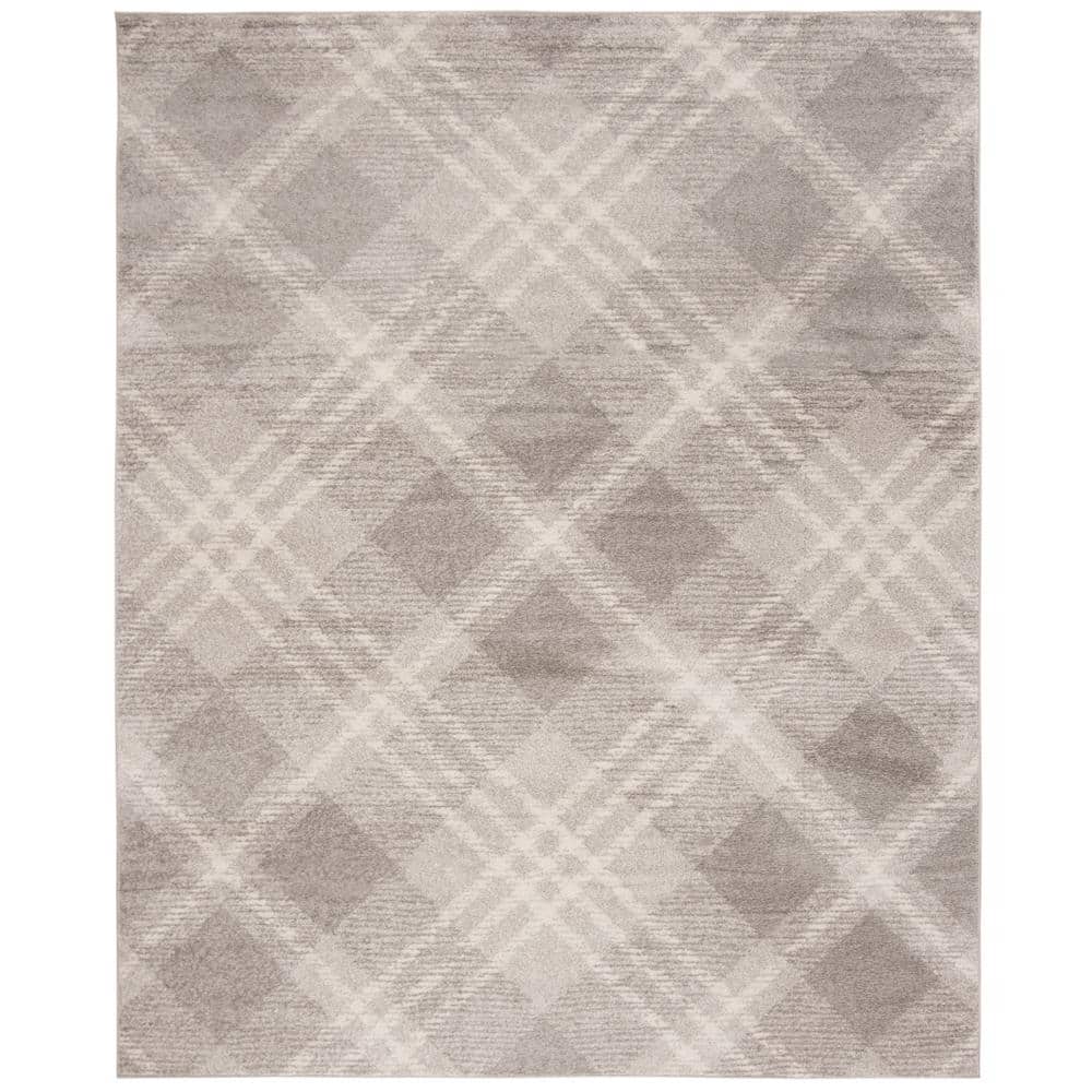 Adirondack Light Gray/Ivory 11 ft. x 15 ft. Plaid Abstract Area Rug price history on PriceWatchPro