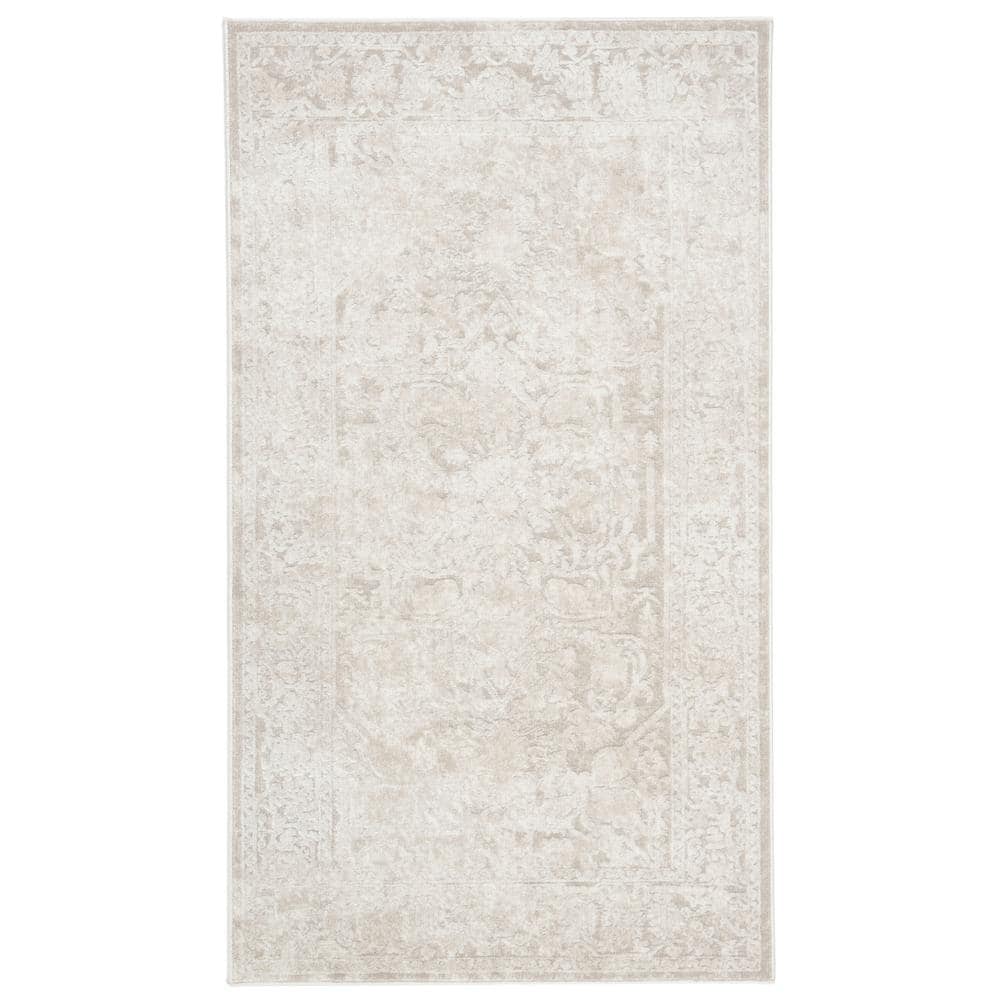SAFAVIEH Reflection Cream/Ivory Doormat 3 ft. x 5 ft. Border Floral