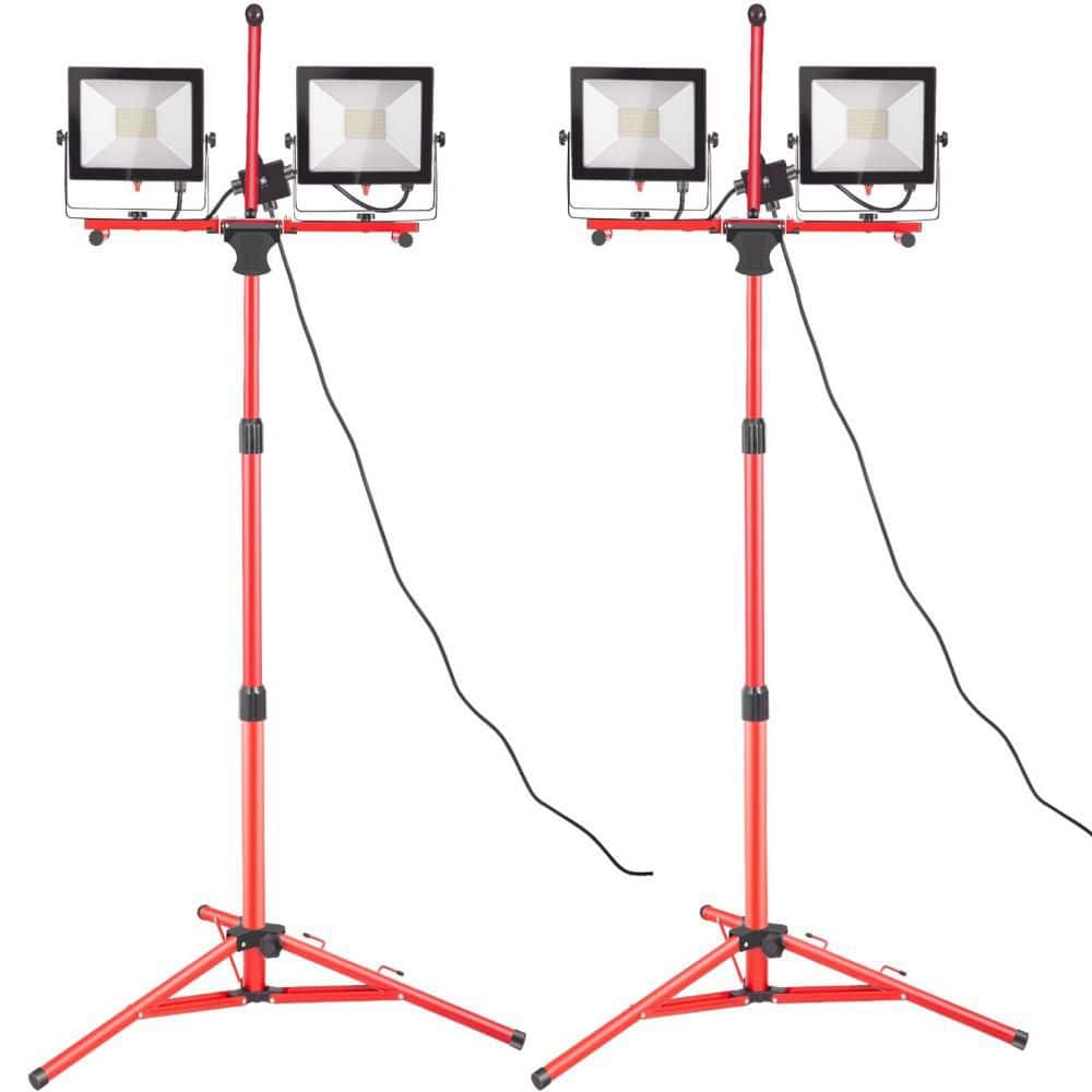 2-Pack Waterproof 10000 Lumen Dual-head LED Work Light with Adjustable, Foldable Tripod Stand, 5000 K Color Temperatu price history on PriceWatchPro