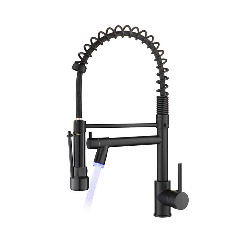 Single Handle LED Commercial Pull Down Sprayer Kitchen Faucet Single Lever 