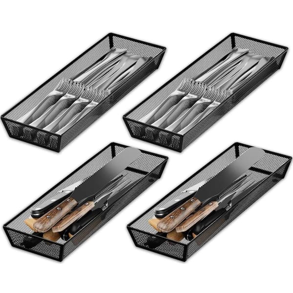 6 in. W x 15 in. D x 2 in. H Carbon Steel Silverware Utensil Organizer for Kitchen Drawer, Silverware Tray in Drawers