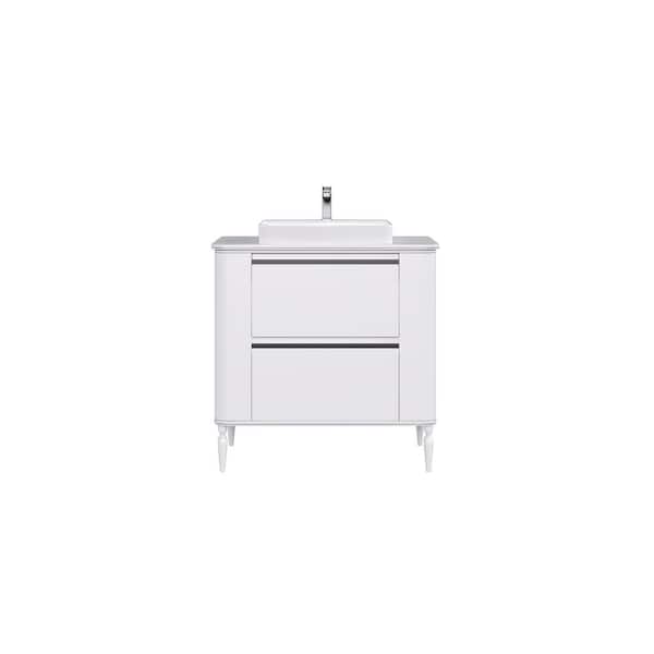 Duva 47 in. Single Sink White Bath Vanity with White Engineered Wood Top (Assembled)