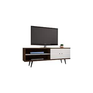 Liberty 63 in. Rustic Brown and White Composite TV Stand Fits TVs Up to 60 in. with Storage Doors