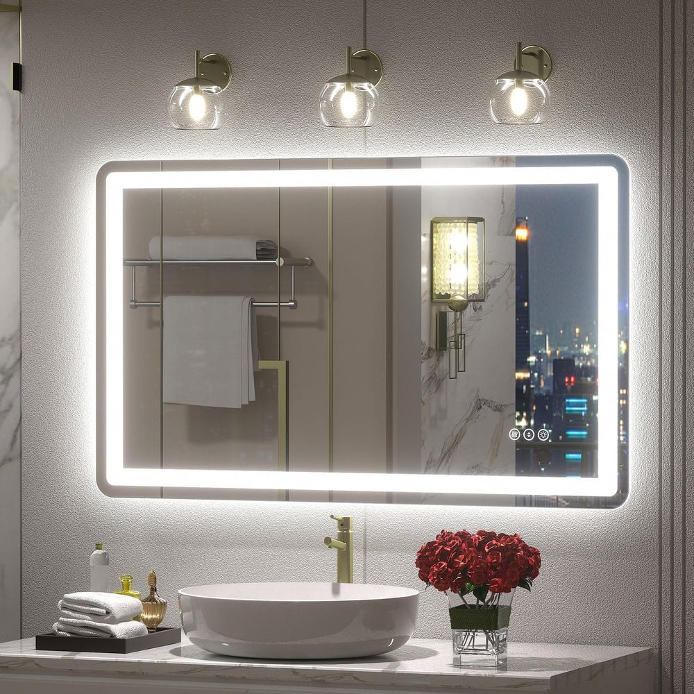 40 in. W x 24 in. H Rectangular Frameless UL Certified Front and Back LED Anti-Fog Tempered Wall Bathroom Vanity Mirror