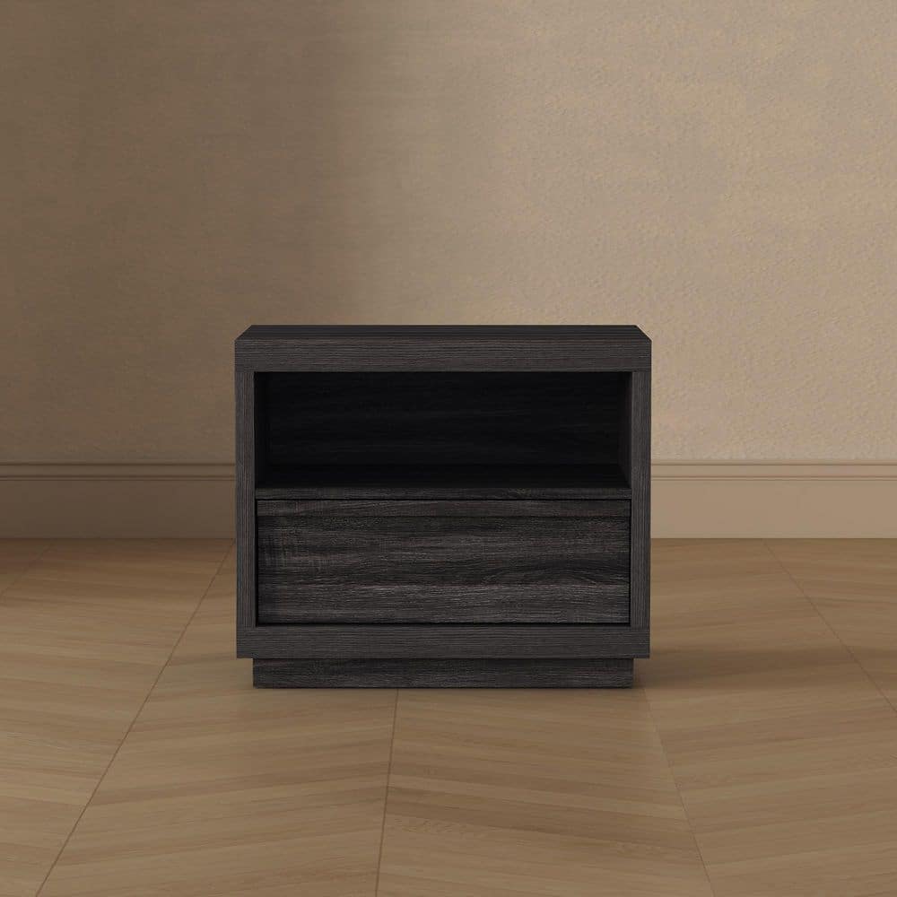 Navis Contemporary Charcoal Gray 1-Drawer 26 in. W Nightstand