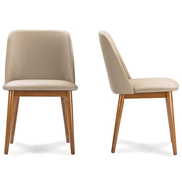Baxton Studio Lavin Beige Faux Leather Upholstered Dining Chairs (Set of 2)