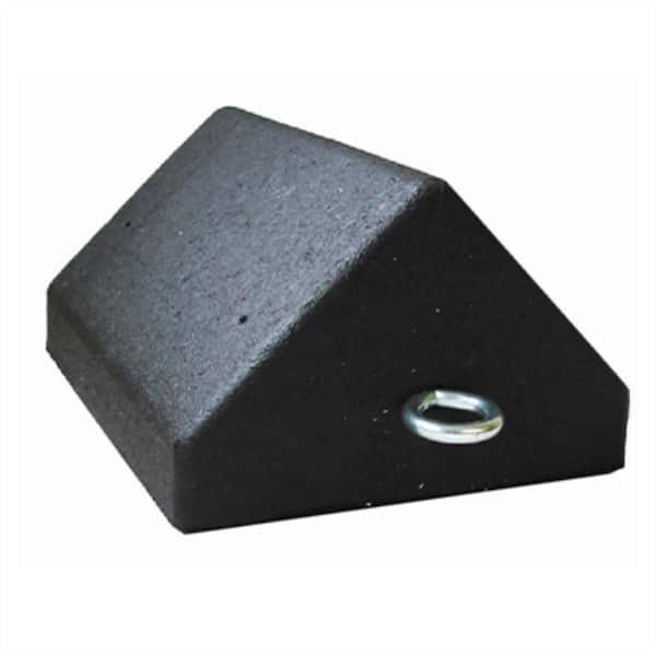9.75 in.W x 7.75 in.D x 5 in.H Black Tire Wheel Chock with Eyebolt
