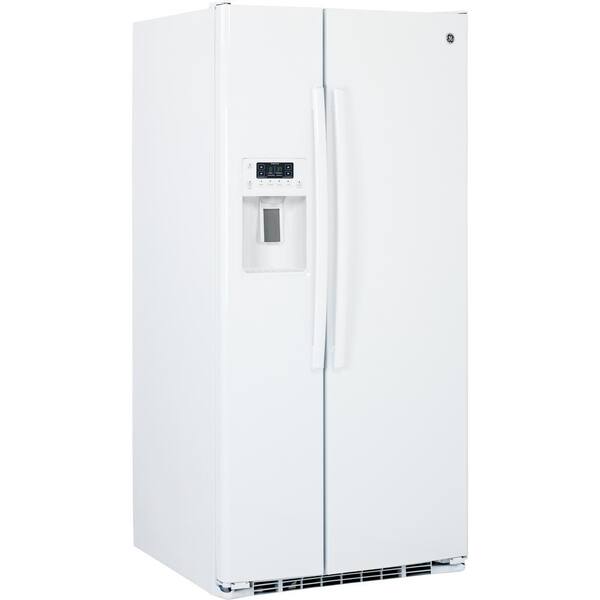 Ge 23 2 Cu Ft Side By Side Refrigerator In White Gss23ggkww The Home Depot