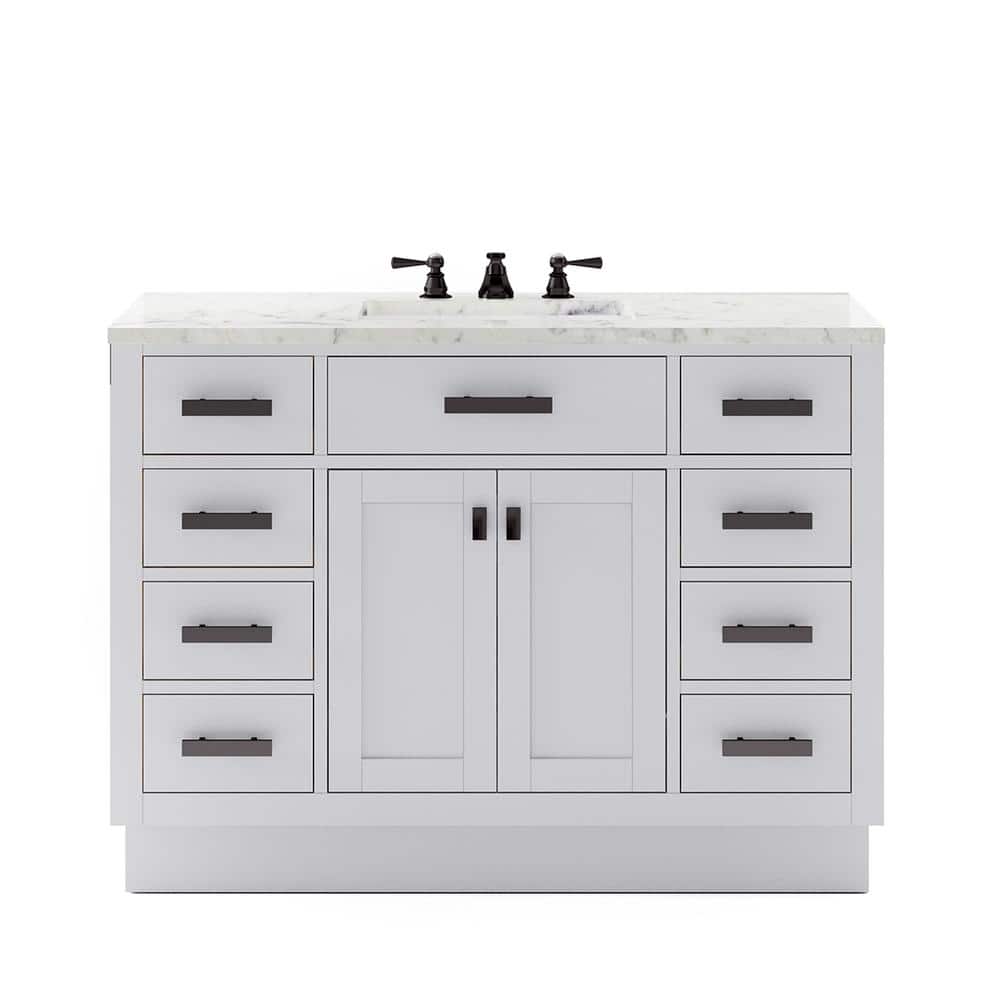 Hartford 48" White Marble Top Single Sink Bathroom Vanity