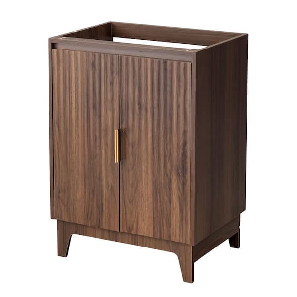 23.6 in. Walnut Bath Vanity (NOT with White Ceramic Top) Unassembled