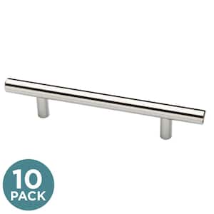 Essentials Steel Bar 4 in. (102 mm) Modern Cabinet Drawer Pulls in Stainless Steel (10-Pack)