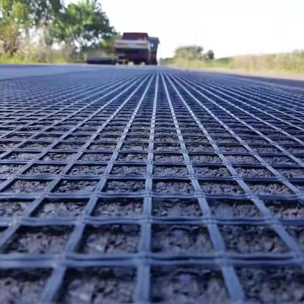 Wellco 3.9 ft. x 164 ft. x 0.2 in. 50KN Biaxial Geogrid Black Fiberglass Paver Base for Landscaping, Sheds, Pathway, Patios