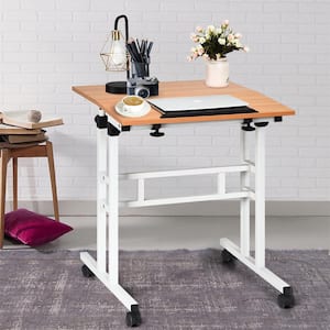 22.5 in. White Mobile Standing Desk with Height Adjustable Workstation Stand Up Desk