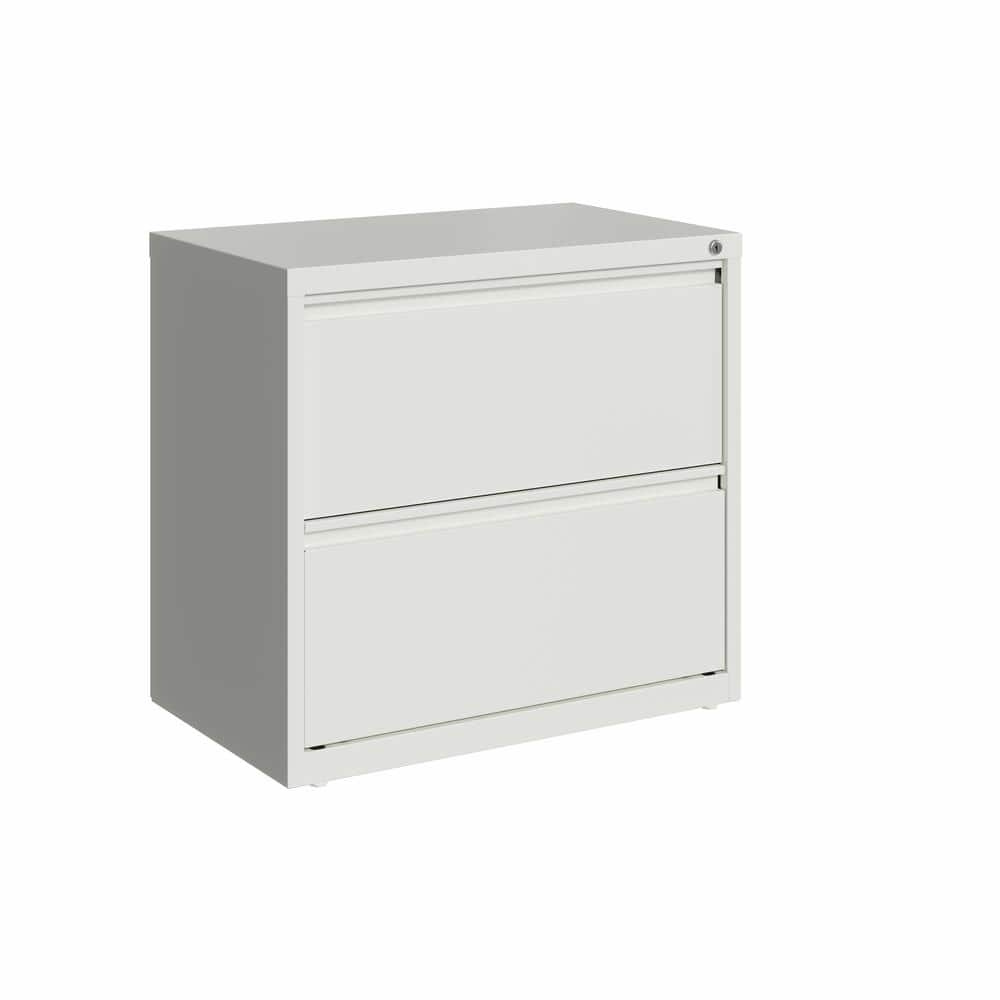 White 30-Inch Wide 2-Drawer Lockable Metal Lateral File Cabinet