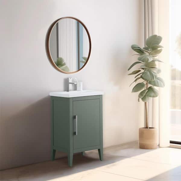 Vanity Art 20 in. W x 15.8 in D x 34 in. H Single Sink Bathroom Vanity Cabinet in Vintage Green with Ceramic Top
