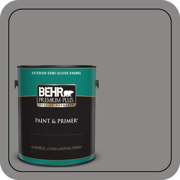BEHR PREMIUM PLUS 1 gal. #PPU26-04 Falcon Gray Semi-Gloss Enamel Exterior Paint & Primer