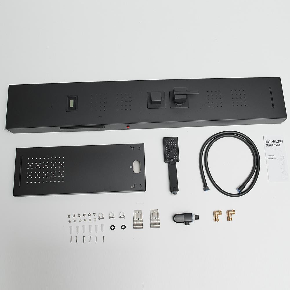 Matte Black 51.57'' Shower Panel with Rainfall Shower Head