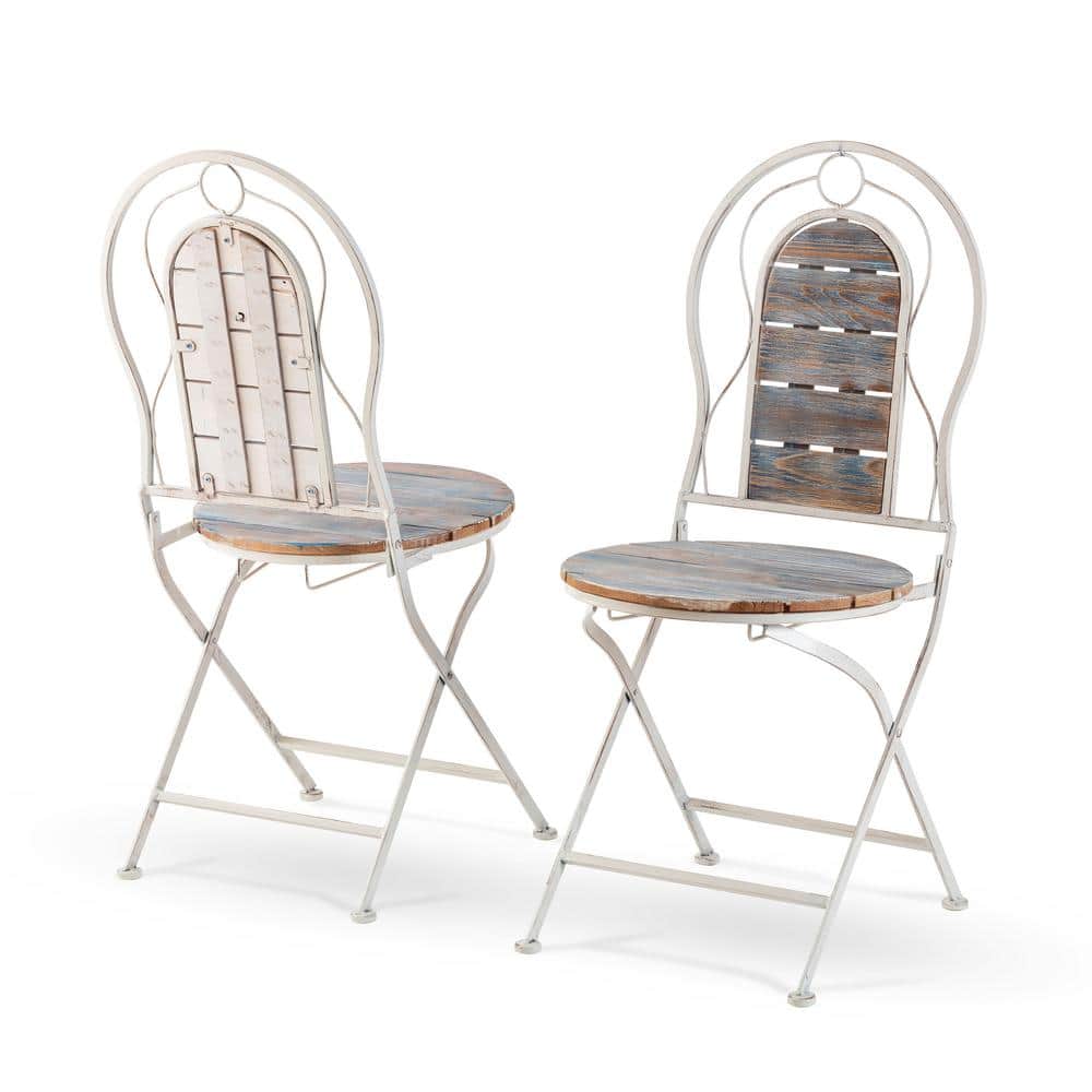 Rustic White and Weathered Wood 3-Piece Bistro Set