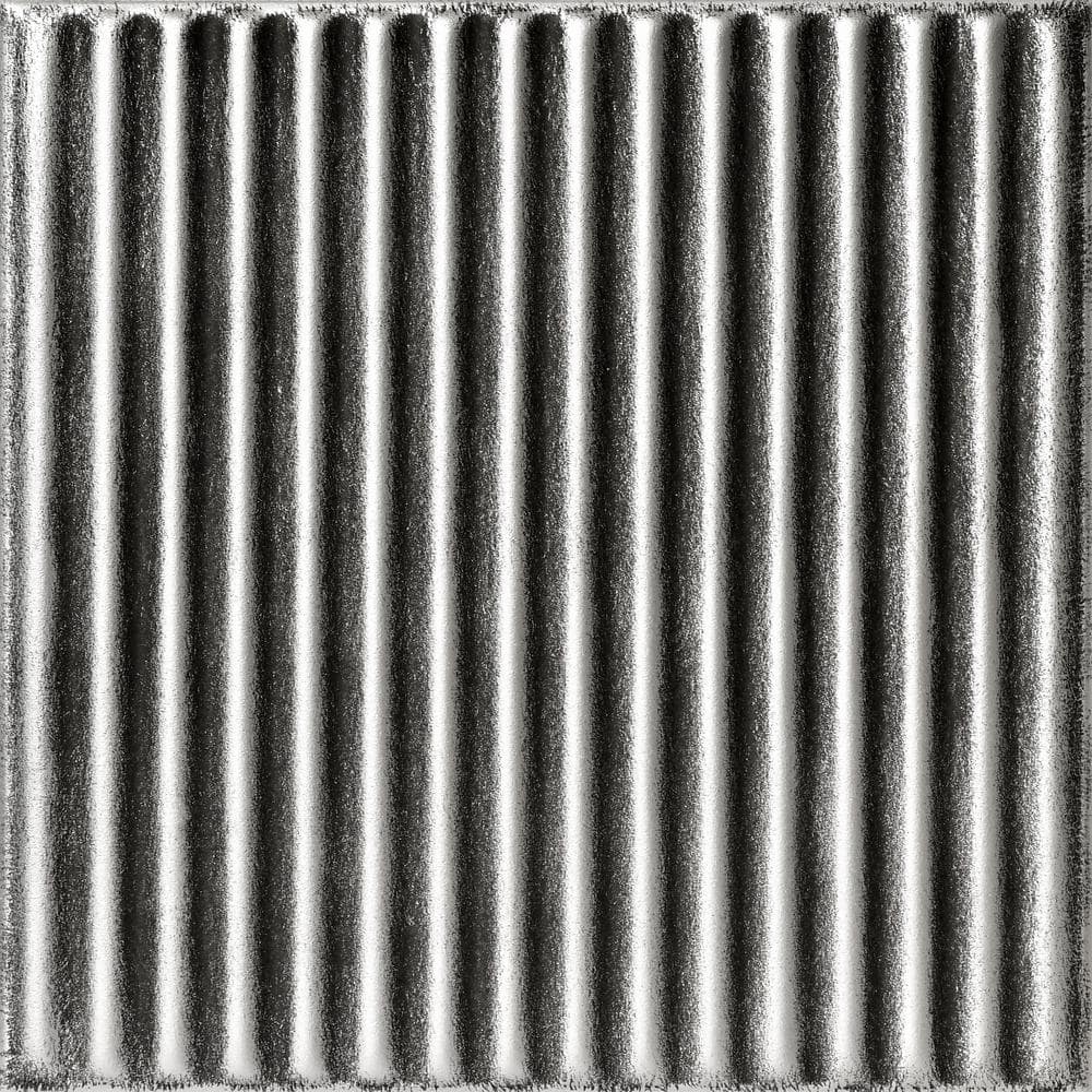 Corrugated Antique Silver 1.6 ft. x 1.6 ft. Decorative Foam Glue Up Ceiling