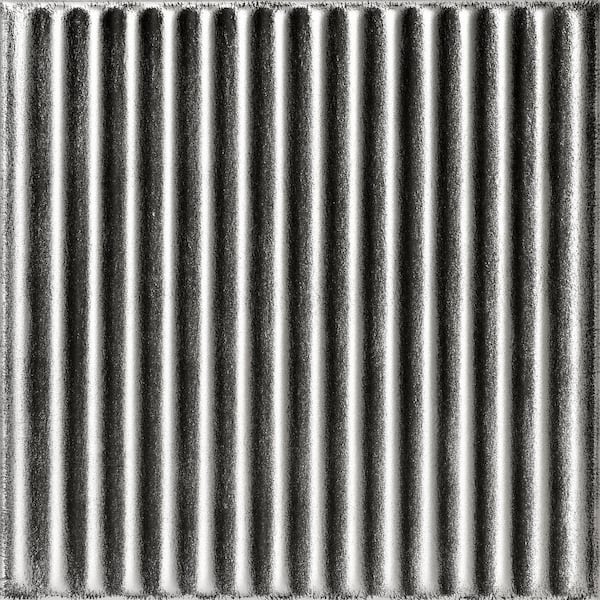 A La Maison Ceilings Corrugated Antique Silver 1.6 ft. x 1.6 ft. Decorative Foam Glue Up Ceiling Tile (21.6 sq. ft./case)