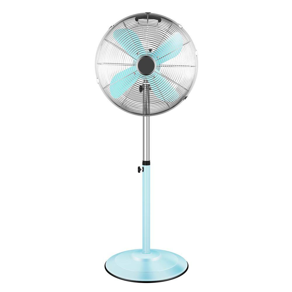16 in. 3 Fan Speeds Pedistal Fan in Green with Adjustable Heights
