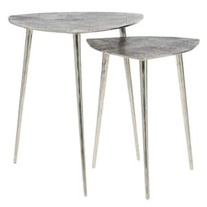 20 in. Gray Triangle Aluminum End Table with 2-Pieces